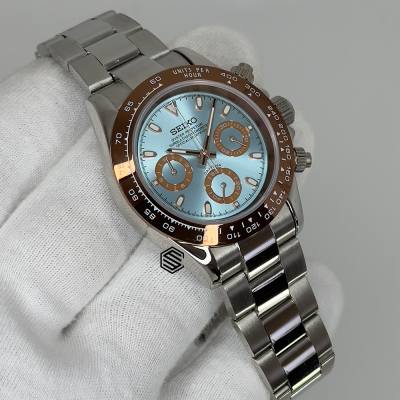 Ice Blue & Brown Dayto - Seiko Mods