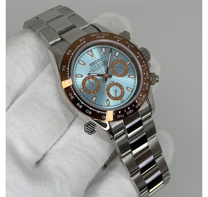 Ice Blue & Brown Dayto - Seiko Mods