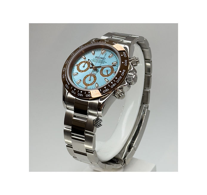 Ice Blue & Brown Dayto - Seiko Mods